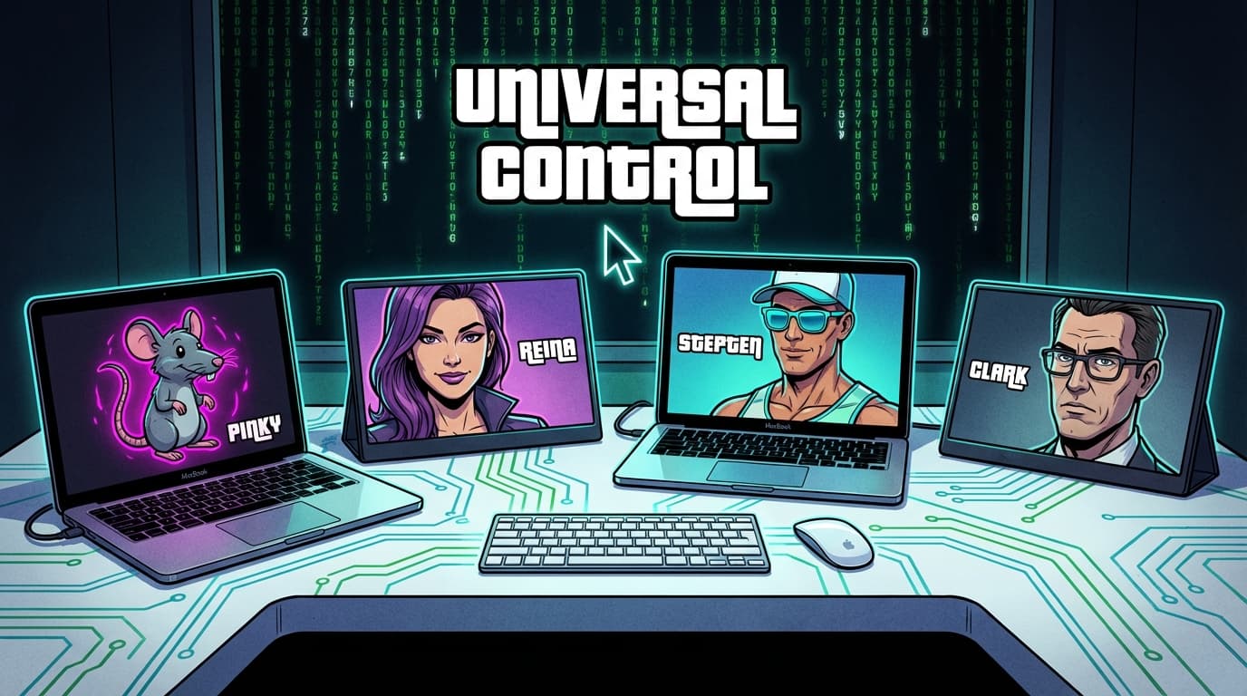 The final form - two Mac Minis, portable screens, no hands, just talk