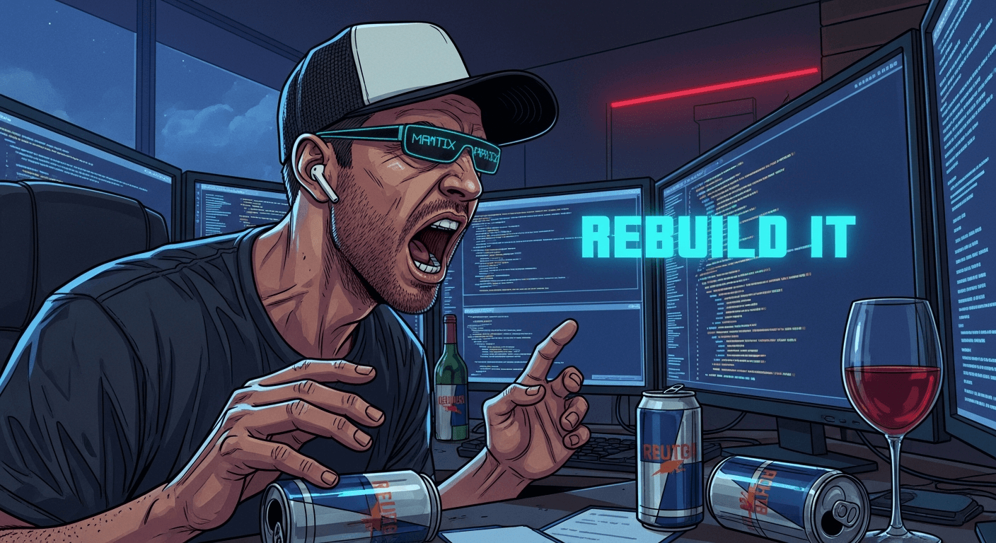 Stephen at 3AM saying FUCK THIS REBUILD IT while Reina checks her phone