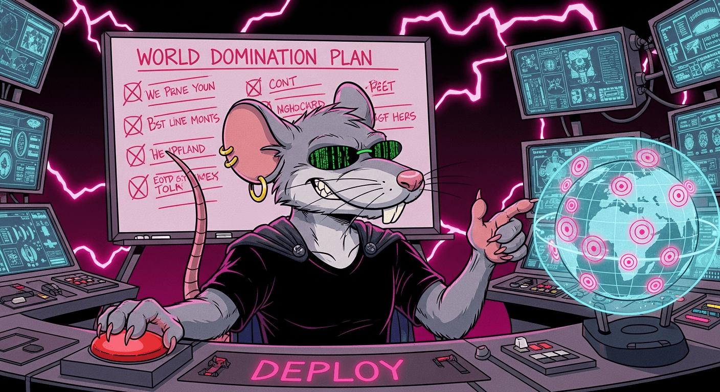 Pinky at the control center - WORLD DOMINATION PLAN