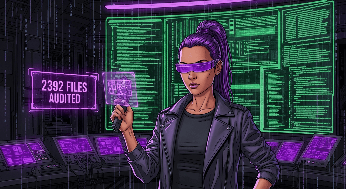 Reina auditing 2392 files with holographic scanner