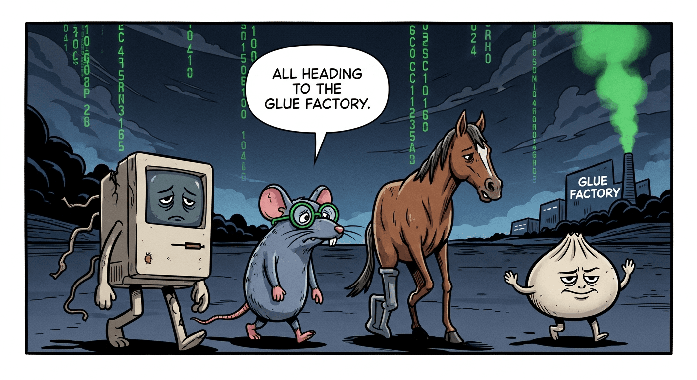 The Mac, the rat, and the horse heading to the glue factory
