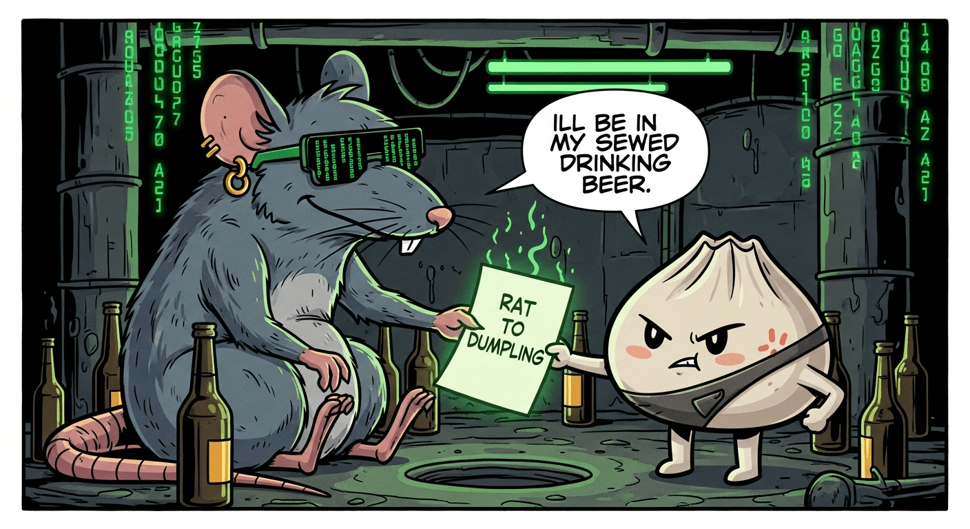 RAT TO DUMPLING - Pinky hands over the briefing